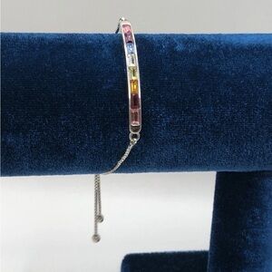 Stunning Multicolor Baguette Channel Set Rhinestone Adjustable Bracelet